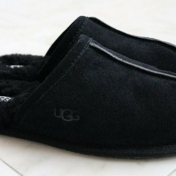 NIB UGG‎ PEARLE SUEDE SHEARLING SLIP ON SLIPPERS BLACK - Picture 3 of 7